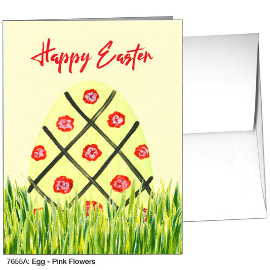 Egg - Pink Flowers, Greeting Card (7655A), A2 Card Front, www.printedcanvas.com