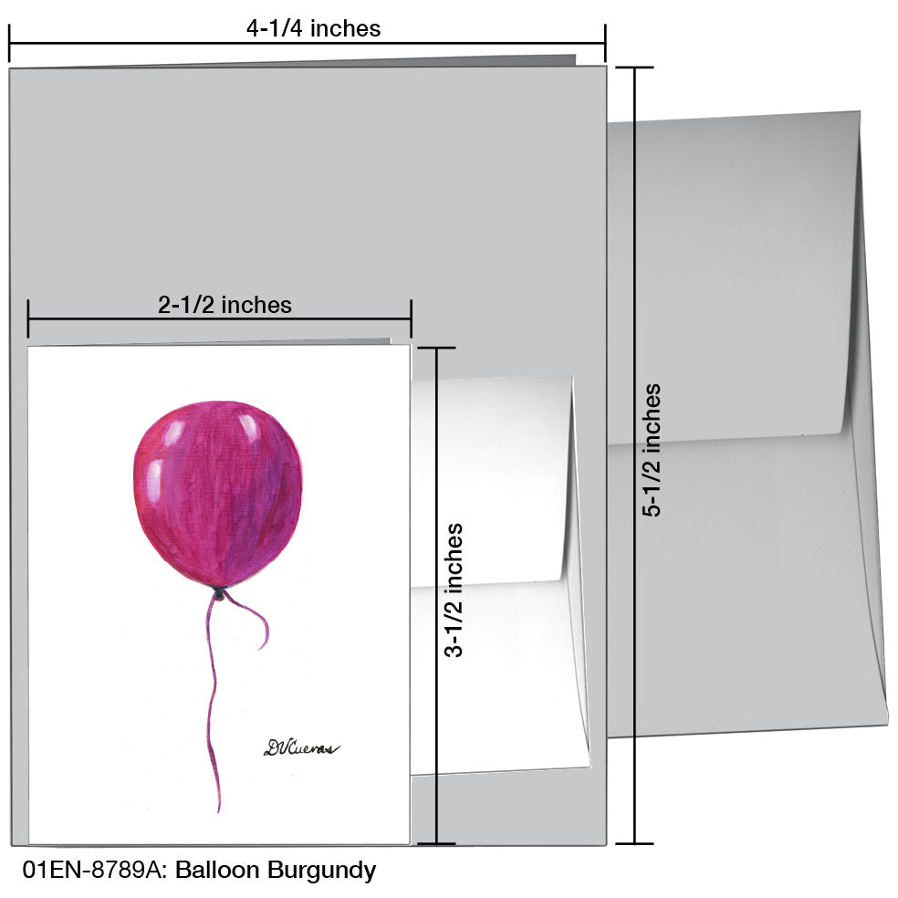 Balloon  Burgundy, Greeting Card (8789A), Enclosure, printedcanvas.com