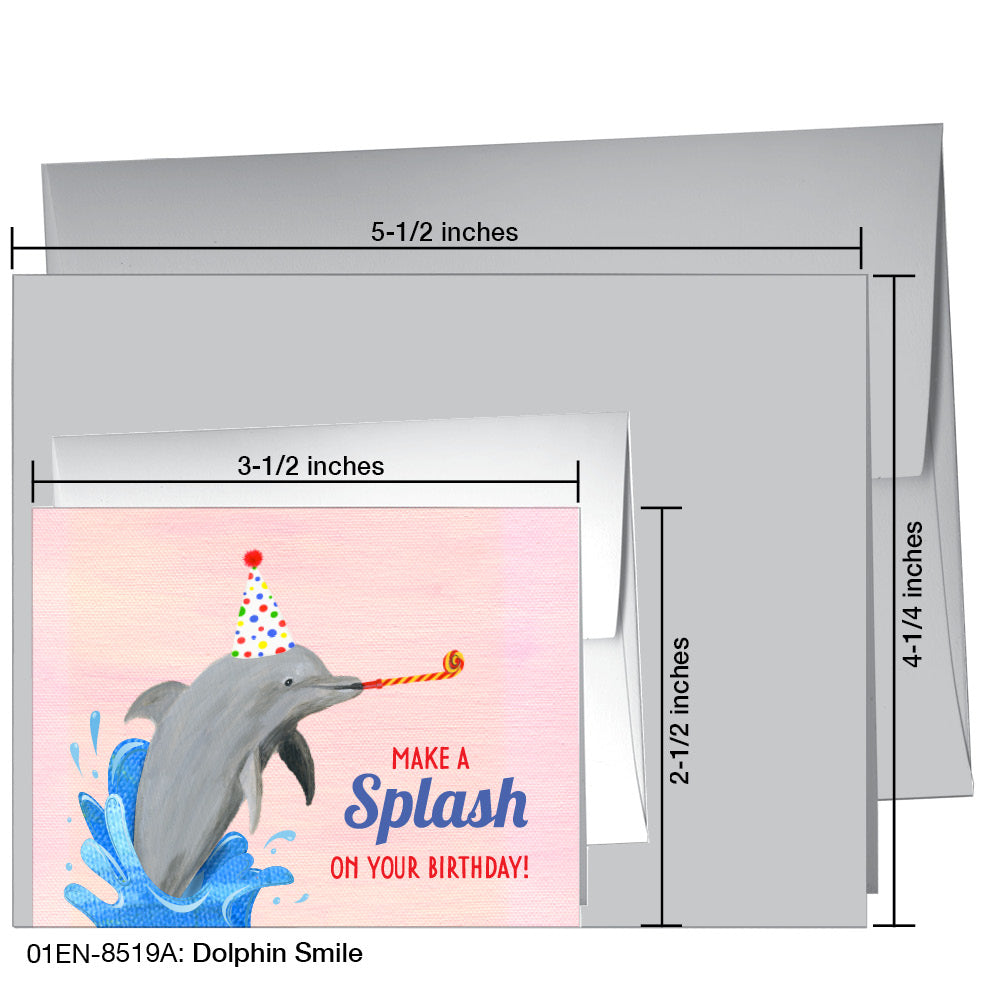 Dolphin Smile, Greeting Card (8519A), Enclosure Card, www.printedcanvas.com