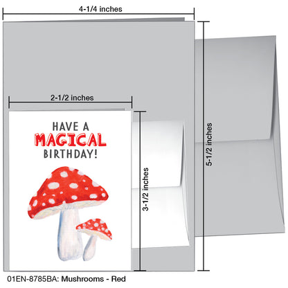 Mushrooms - Red, Greeting Card (8785BA), Enclosure, www.printedcanvas.com