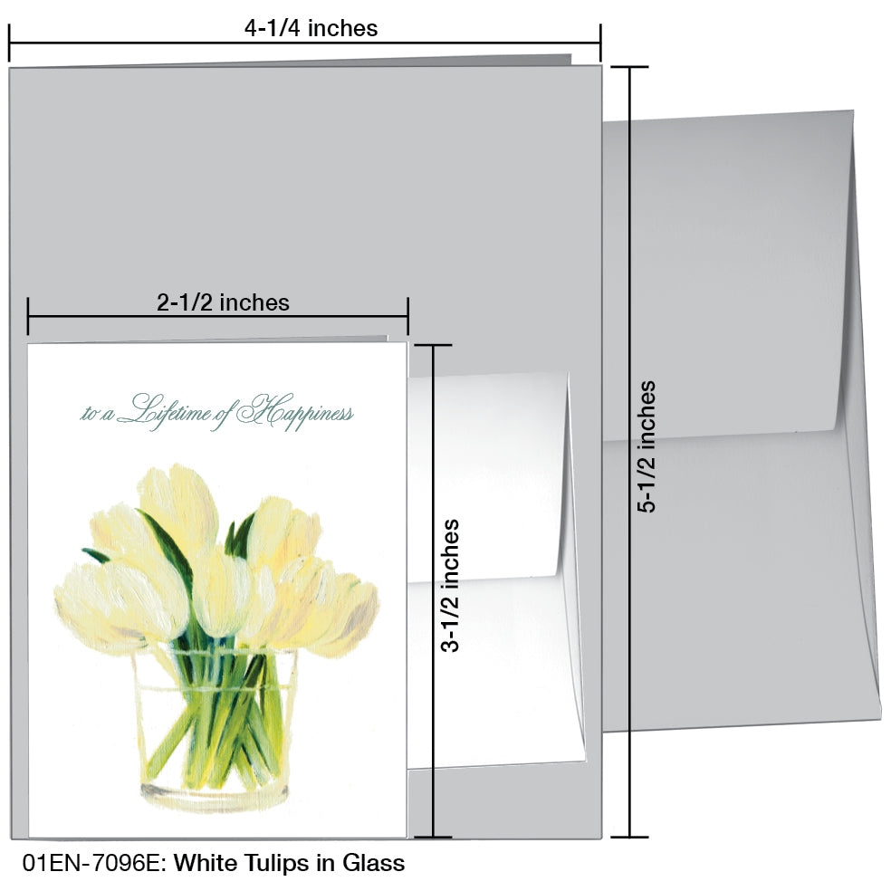 White Tulips in Glass, Greeting Card (7096E), Enclosure, printedcanvas.com