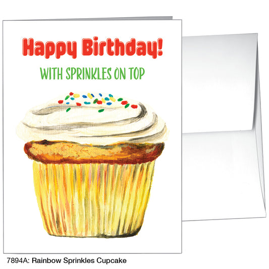 Rainbow Sprinkles Cupcake, Greeting Card (7894A), A2, printedcanvas.com