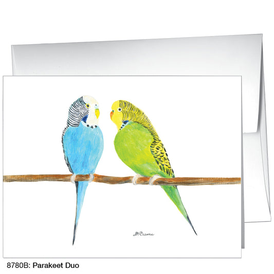 Parakeet Duo, Greeting Card (8780B), A2 Card Front, www.printedcanvas.com