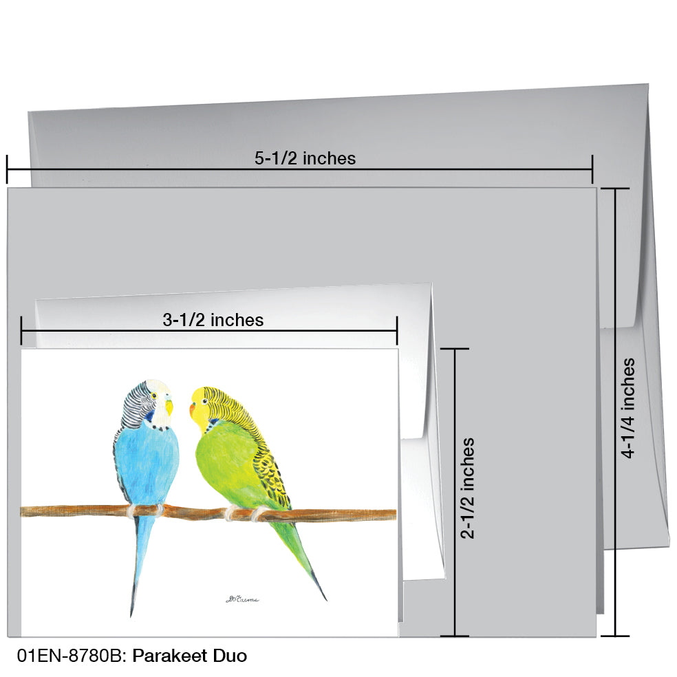 Parakeet Duo, Greeting Card (8780B), Enclosure Card, www.printedcanvas.com