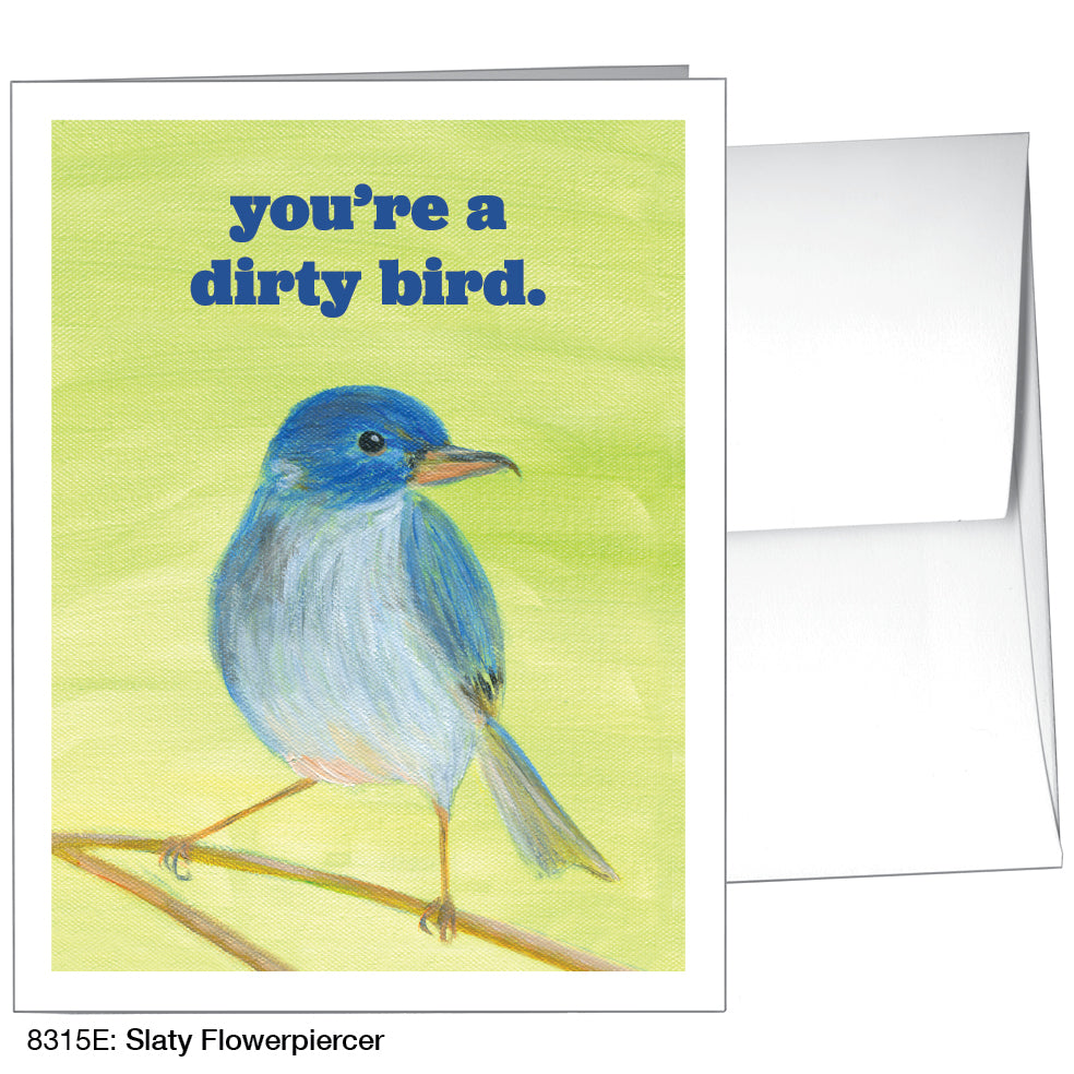 Slaty Flowerpiercer, Greeting Card (8315E), A2, printedcanvas.com
