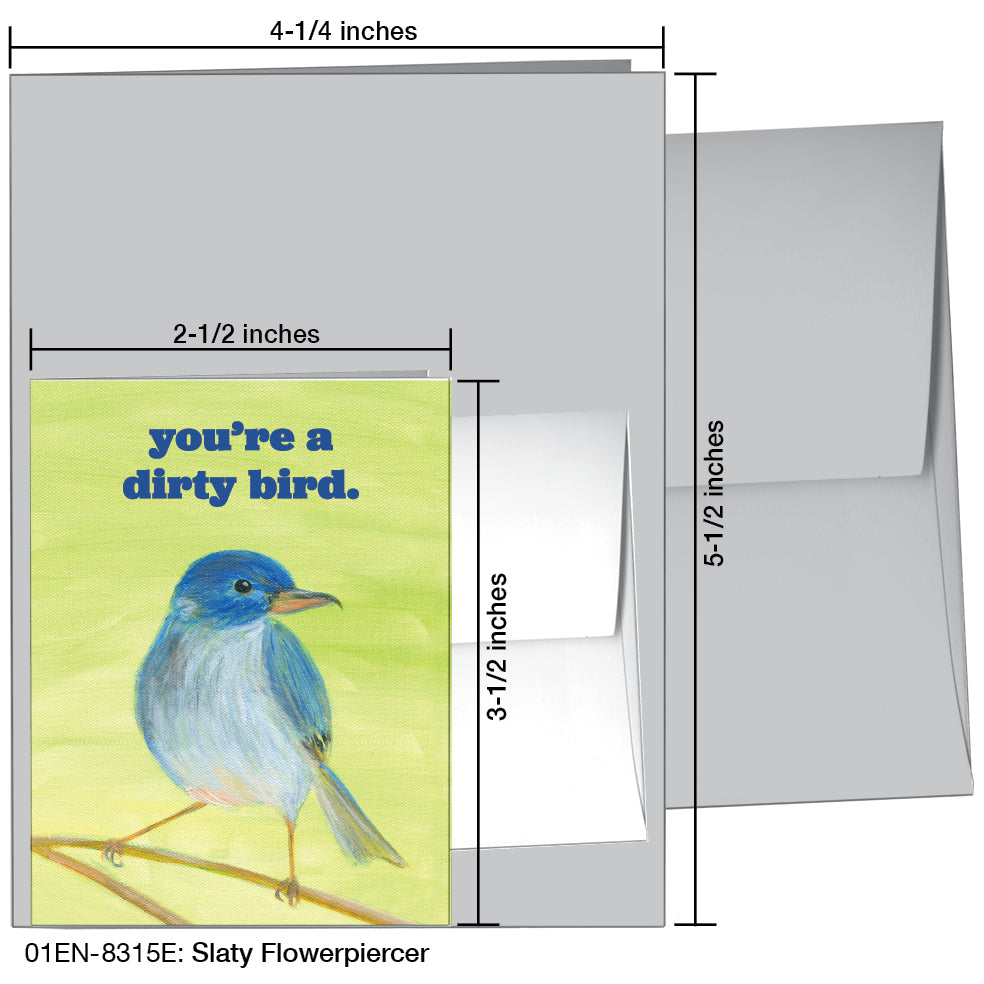 Slaty Flowerpiercer, Greeting Card (8315E), Enclosure, printedcanvas.com