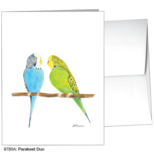Parakeet Duo, Greeting Card (8780A), A2 Card Front, www.printedcanvas.com