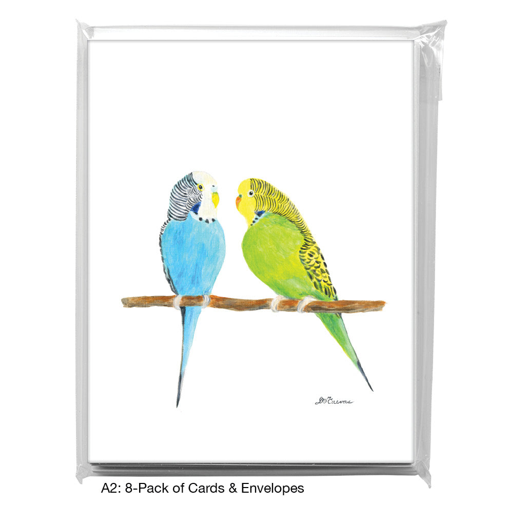 Parakeet Duo, Greeting Card (8780A), A2 Card 8-Pack, www.printedcanvas.com