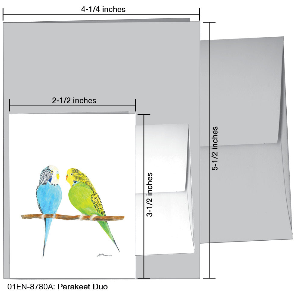 Parakeet Duo, Greeting Card (8780A), Enclosure Card, www.printedcanvas.com