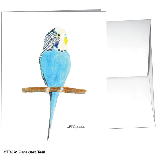 Parakeet Teal, Greeting Card (8782A), A2 Card Front, www.printedcanvas.com
