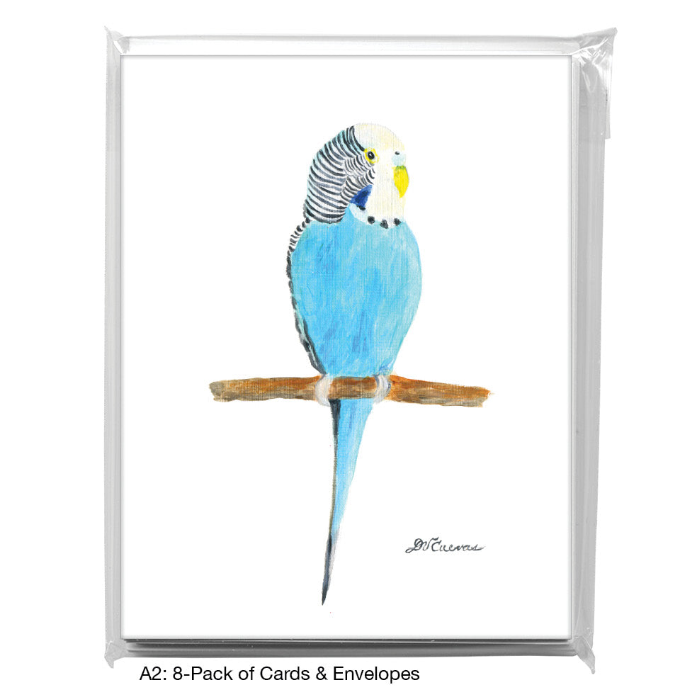 Parakeet Teal, Greeting Card (8782A), A2 Card 8-Pack, www.printedcanvas.com