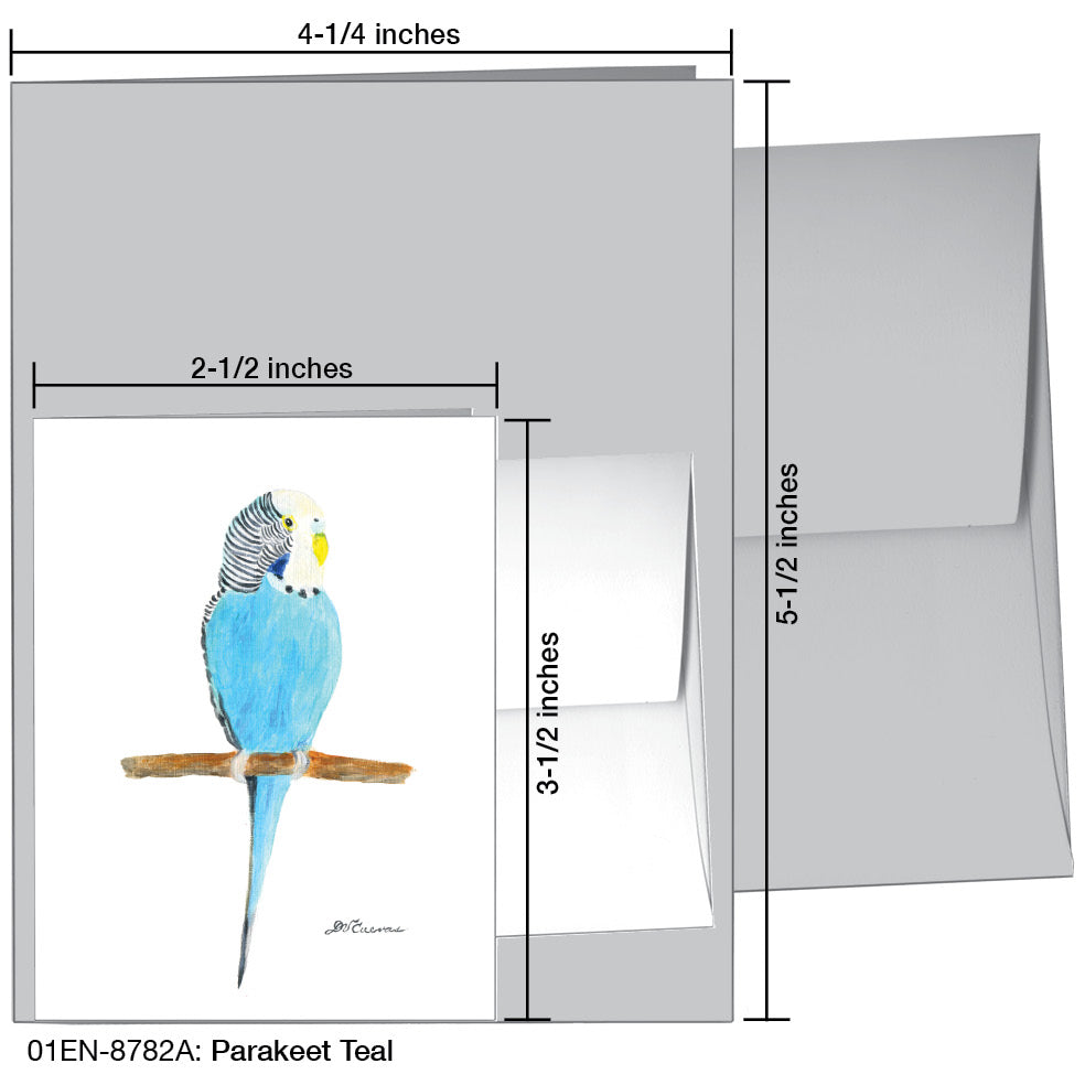 Parakeet Teal, Greeting Card (8782A), Enclosure Card, www.printedcanvas.com