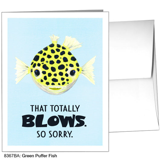 Green Puffer Fish, Greeting Card (8367BA), A2, printedcanvas.com