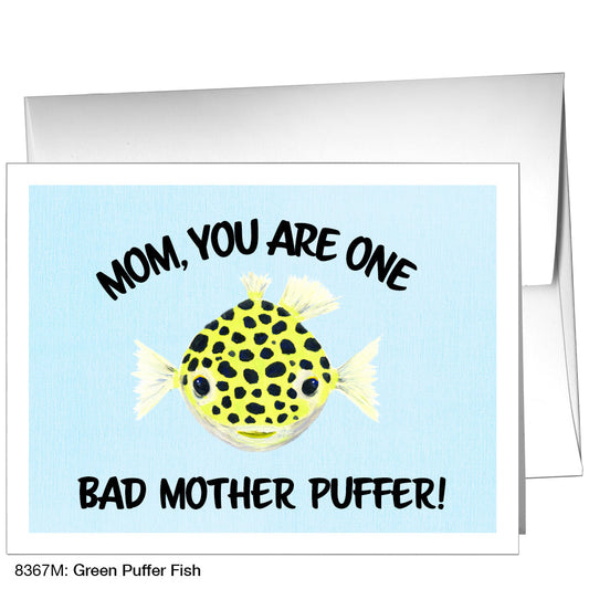 Green Puffer Fish, Greeting Card (8367M), A2, printedcanvas.com