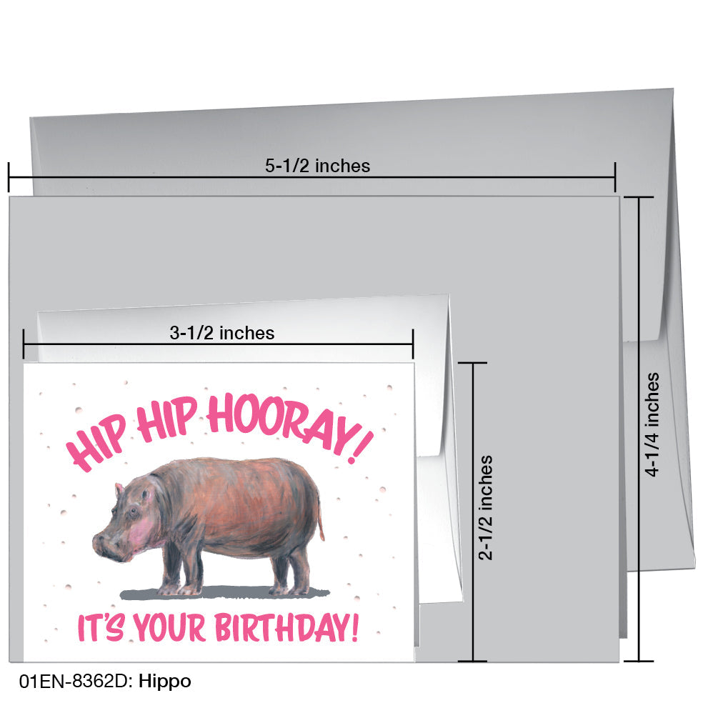 Hippo, Greeting Card (8362D), Enclosure Card, www.printedcanvas.com