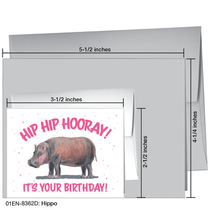 Hippo, Greeting Card (8362D), Enclosure Card, www.printedcanvas.com