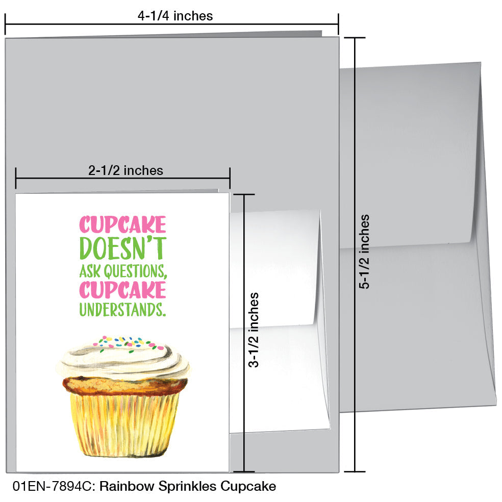 Rainbow Sprinkles Cupcake, Greeting Card (7894C), Enclosure, printedcanvas.com