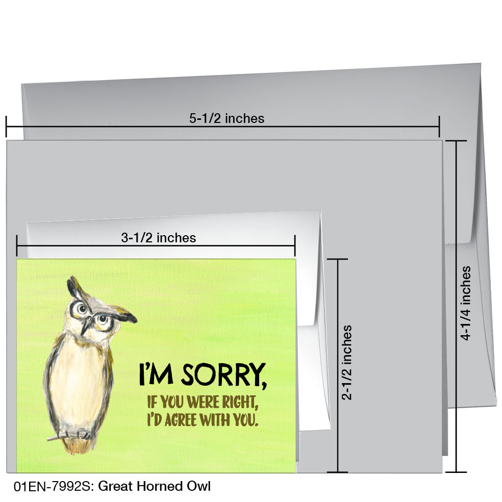 Great Horned Owl, Greeting Card (7992S), Enclosure Card, www.printedcanvas.com