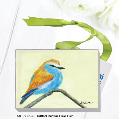 Ruffled Brown Blue Bird, Mini Canvas (MC-8322A), Front, printedcanvas.com