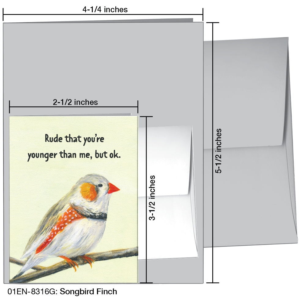 Songbird Finch, Greeting Card (8316G), Enclosure Card, www.printedcanvas.com