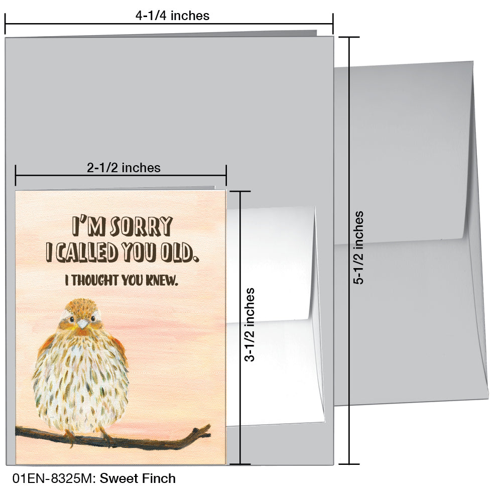 Sweet Finch, Greeting Card (8325M), Enclosure Card, www.printedcanvas.com