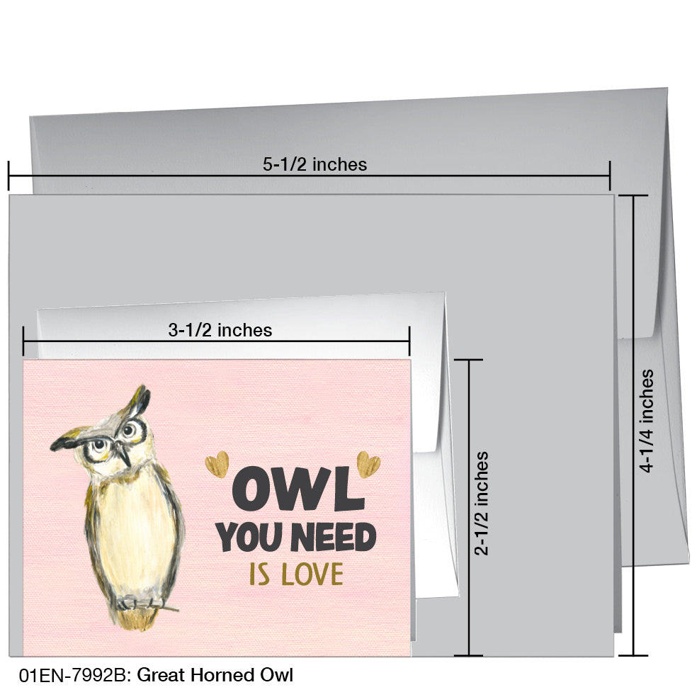 Great Horned Owl, Greeting Card (7992B), Enclosure, printedcanvas.com