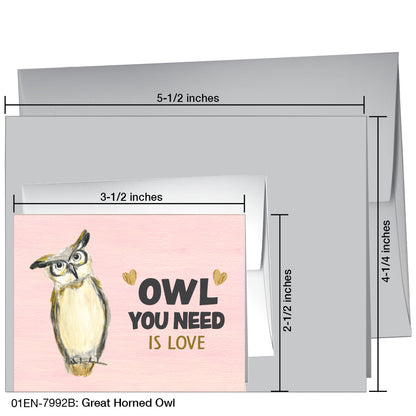Great Horned Owl, Greeting Card (7992B), Enclosure, printedcanvas.com