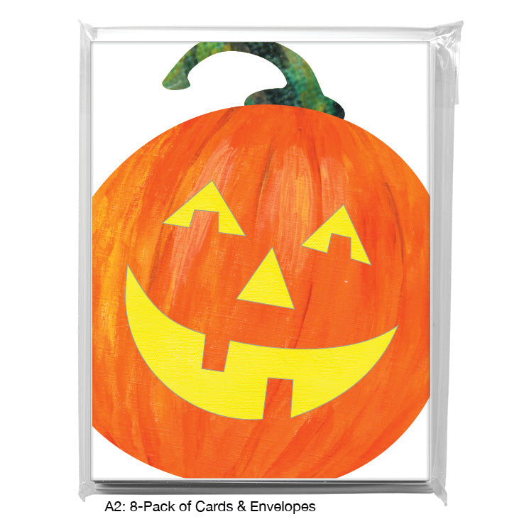 Pumpkin Face, Greeting Card (8509A), 8-Pack, www.printedcanvas.com