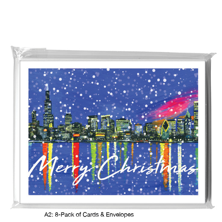 Dusk, Chicago, Greeting Card (7365M), 8-Pack, www.printedcanvas.com