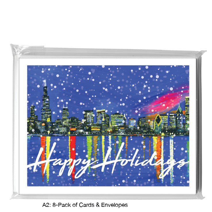 Dusk, Chicago, Greeting Card (7365N), 8-Pack, www.printedcanvas.com