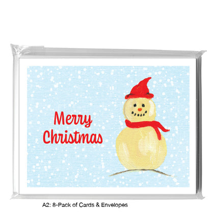 Snowman - Scarf, Greeting Card (7532E), A2 8-Pack, printedcanvas.com