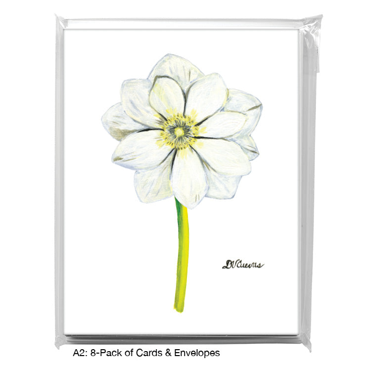Anemone White, Greeting Card (7267F), A2 8-Pack, printedcanvas.com
