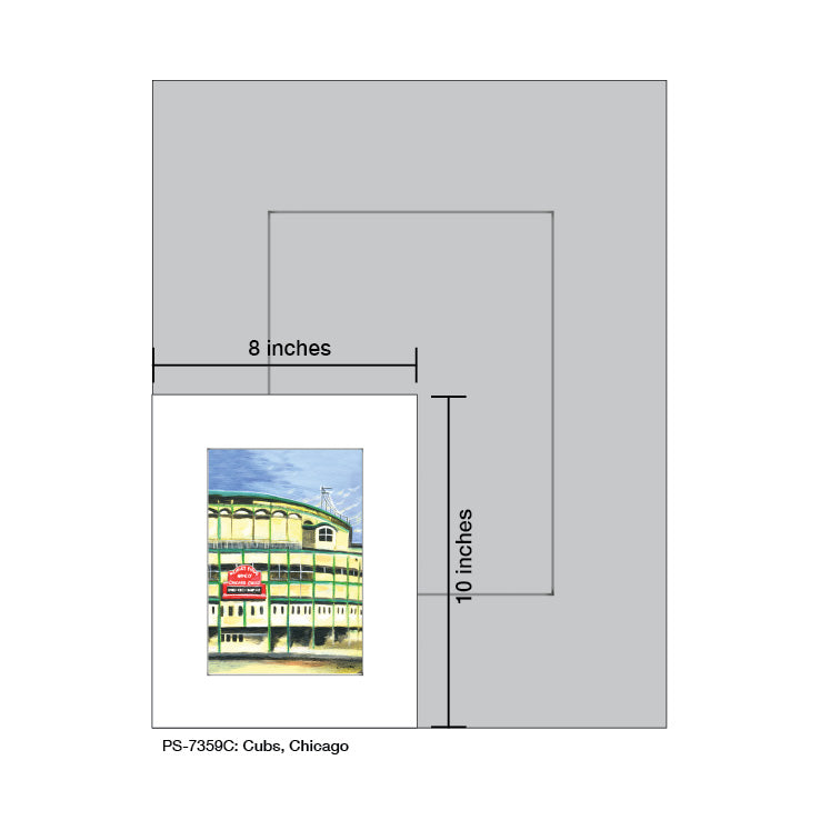Cubs, Chicago, Print (#7359C), Print Matted, www.printedcanvas.com
