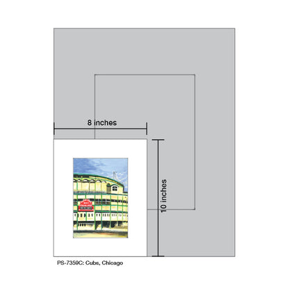Cubs, Chicago, Print (#7359C), Print Matted, www.printedcanvas.com