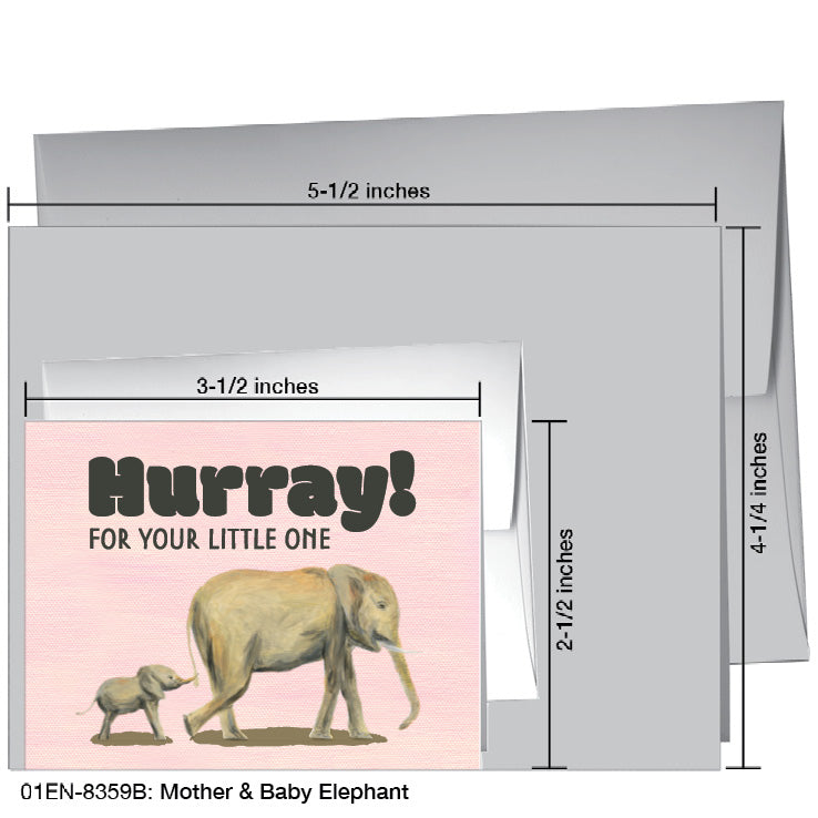 Mother & Baby Elephant, Greeting Card (8359B), Enclosure, printedcanvas.com