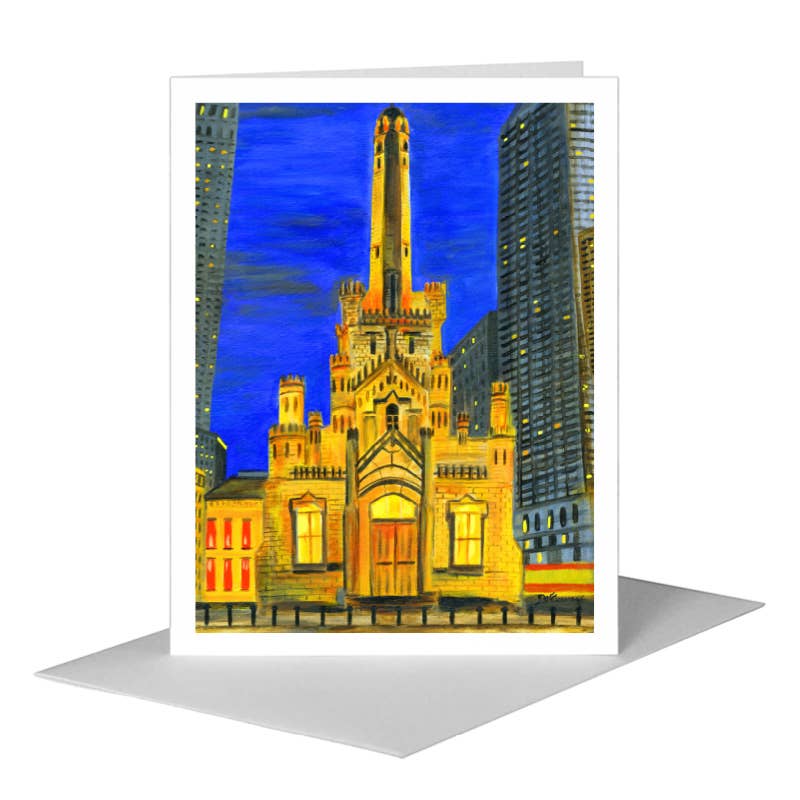 Water Tower, Chicago, Greeting Card (#7483A) A2 Card Front, www.printedcanvas.com