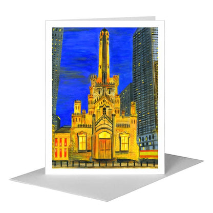 Water Tower, Chicago, Greeting Card (#7483A) A2 Card Front, www.printedcanvas.com