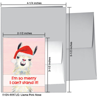 Llama Pink Nose, Greeting Card (8067JG), Enclosure, www.printedcanvas.com