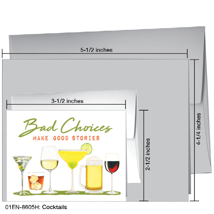Cocktails, Greeting Card (8605H), Enclosure, www.printedcanvas.com
