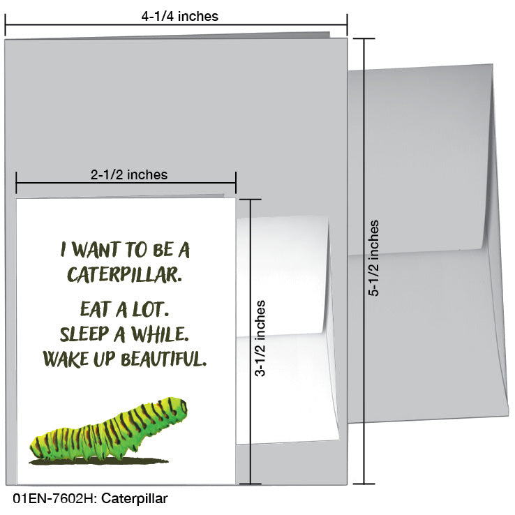 Caterpillar, Greeting Card (7602H), Enclosure, printedcanvas.com