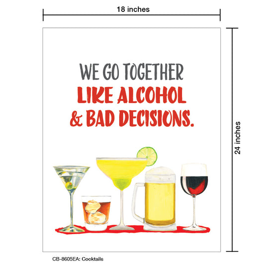Cocktails, Card Board (8605EA), Card Board: 18x24, printedcanvas.com