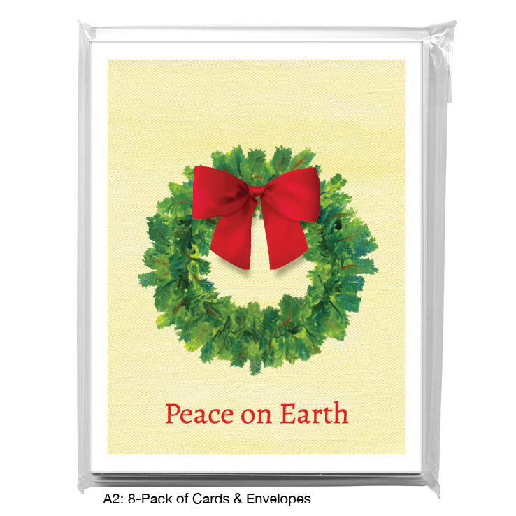 Green Wreath, Greeting Card (7914H), A2 8-Pack, printedcanvas.com