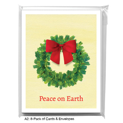 Green Wreath, Greeting Card (7914H), A2 8-Pack, printedcanvas.com