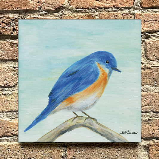 Blue Feathered, Original - Printed Canvas