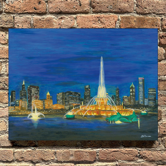 Buckingham Fountain at Night, Chicago, Original - Printed Canvas