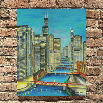 Night Bridges, Chicago, Original - Printed Canvas