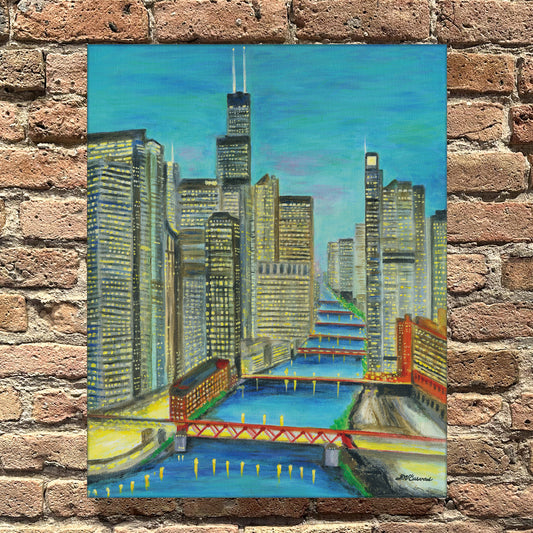 Night Bridges, Chicago, Original - Printed Canvas