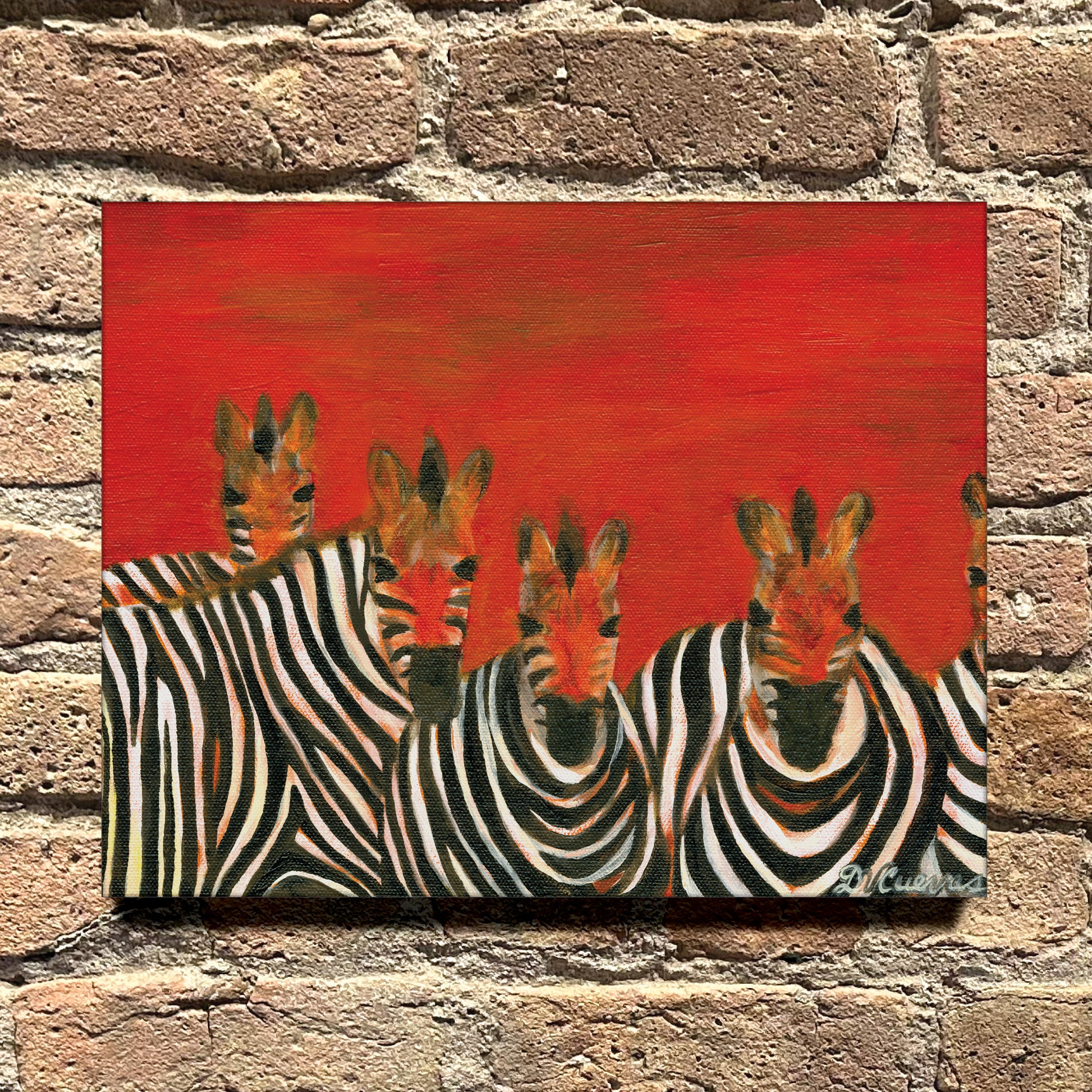 Stripes in Red, Original - Printed Canvas