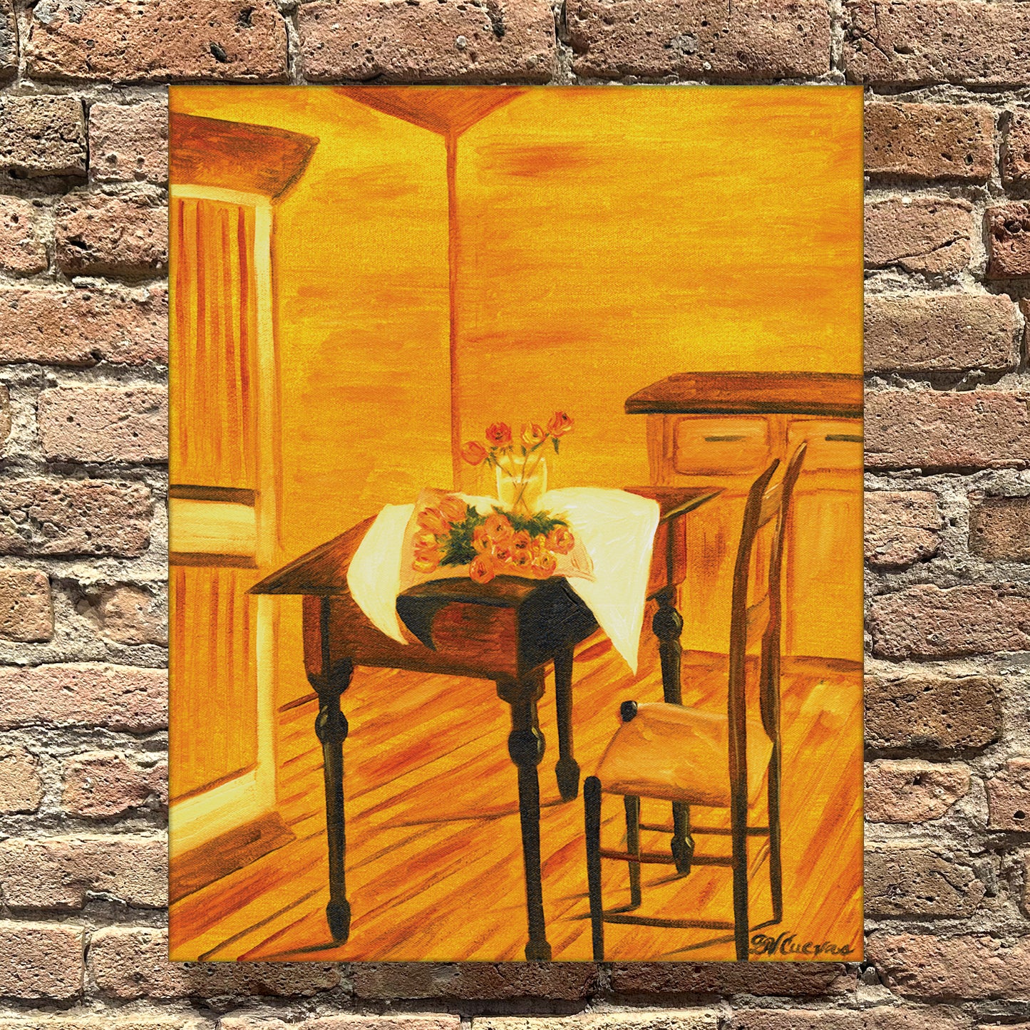 Table of Roses, Original - Printed Canvas