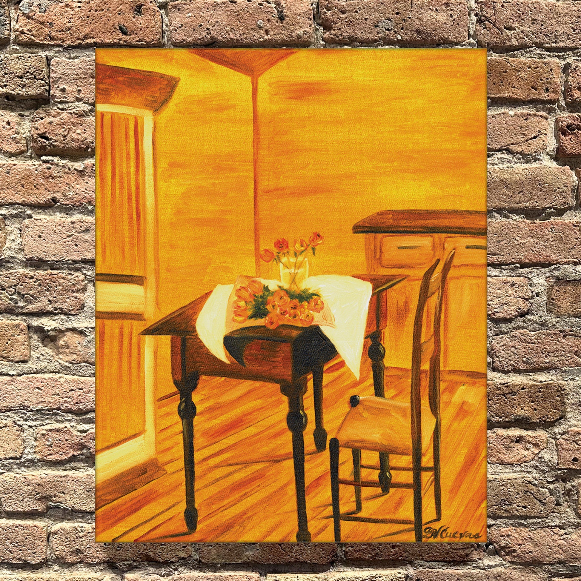 Table of Roses, Original - Printed Canvas